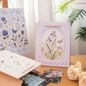 Künstlerische Blumen Papier Geschenktüten Mit Henkeln Frischer Stil Blumen Schmetterling Muster Geschenktüten Für Geburtstag Party Verpackung
