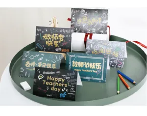Lehrer Tag Grußkarten Set Schiefertafel Stil Dankeskarte mit Umschlägen für Schullehrer Geschenk