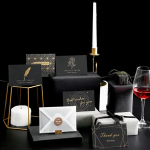 Elegante Minimalistische Schwarze Karton Folienprägung Grußkarte Kreativer Segen Danke Einladungskarten Für Geburtstag Fest Hochzeit