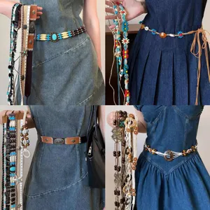 Bohemian Handwoven Butterfly Waist Chain Necklace For Women Vintage Ethnic Tassel Body Chain Multi Style Adjustable Belt Dress Jewelry