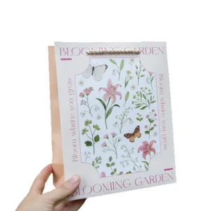 Blumen Papiertragetasche mit künstlerischem Schmetterling Design für Geburtstagsgeschenk