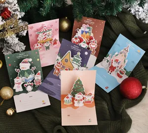 Weihnachten 3D Pop-up Grußkarten Detailansicht mit süßen Motiven und festlichen Texten.