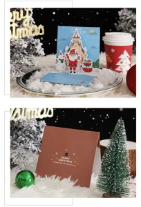 Detailansicht der handgefertigten 3D Pop-Up Weihnachtsgrußkarte mit Weihnachtsmann.