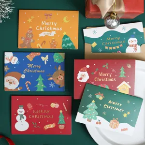 Niedliche Cartoon Weihnachten Grußkarten Set mit Goldfolie Design für Kinder.