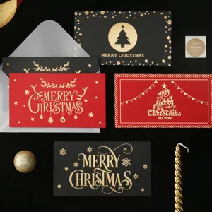 Fröhliche Weihnachten Grußkarten Mit Umschlägen Heißprägen Geprägtes Spezialpapier Business Feiertag Dankeskarten
