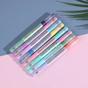 Dual-tip pastel highlighter set for student note-taking, school supplies and study organization.