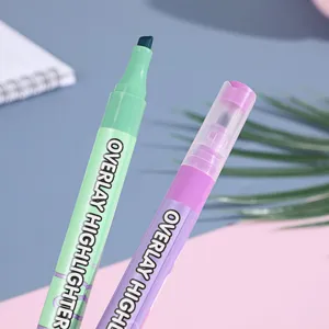 Dual-tip pastel highlighters set for student note-taking, study planning and journal decoration.
