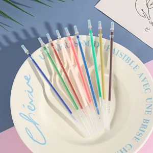 Colorful glitter gel pen refills for journal DIY and student note taking with smooth writing ink.