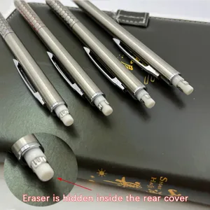 Ganzmetall-Druckbleistift mit verstecktem Radiergummi-Design, hochwertiger Edelstahl zum Zeichnen.