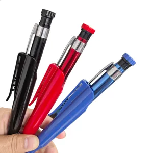 Porte-mine mécanique pour menuisier à trou profond avec corps ABS et clip en trois coloris.
