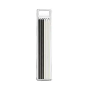 2.8mm woodworking pencil refills, 6 pcs box packaging, black and white core set detail view.