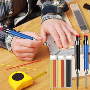 Professional deep hole mechanical carpenter pencil with 2.8mm black and colored refills.