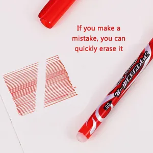 Red erasable gel pen 0.5mm heat erasable friction pen writing detailing and erasing demo