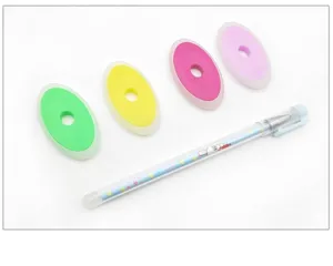 Erasable pen erasers set, colorful oval thermo-erasable rubber with gel pen stationery