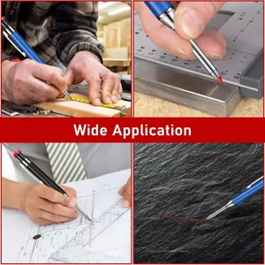 Deep hole metal carpenter pencil with 2.8mm graphite lead for professional woodworking and marking.