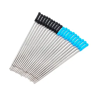Metal ballpoint pen refills replacement set with protective caps for smooth writing stationery.