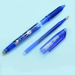 Erasable gel pen main image showing blue friction pen components refill and cap clearly.