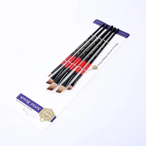 Set van 5 nylon kunstenaars penselen voor acryl- en olieverfschilderijen zwarte handvat