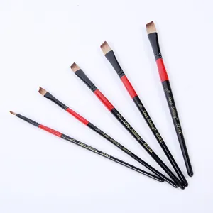 Professionele set van 5 nylon penselen met schuine haren voor acryl- en olieverfschilderijen.