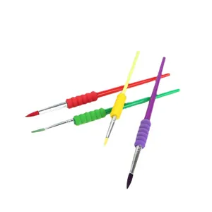 Ensemble de pinceaux en nylon pour peinture DIY avec 4 poignées en mousse colorées et manches.