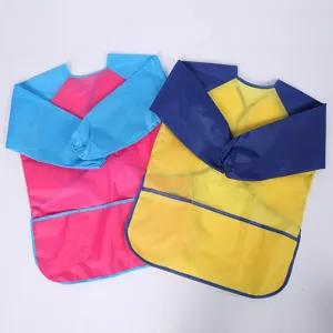 Kids waterproof painting apron, nylon art smock with long sleeves and large pocket for baby.