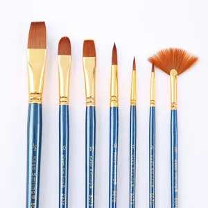 Professional 7-piece nylon paintbrush set for watercolor, acrylic, and oil painting art works.