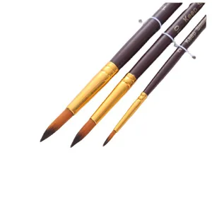 Professional 3-piece artist paintbrush set with fine detail hook line pens for acrylic art.