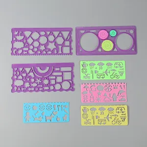 Creative spirograph drawing template ruler set with multiple geometric and animal shapes.