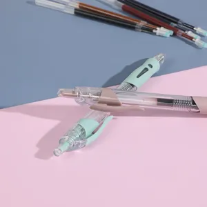 Retractable retro gel pen set with clear barrel and 0.5mm bullet tip for smooth writing daily use.