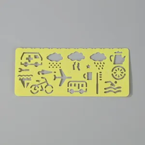 Multi-functional drawing template ruler for students, plastic geometric graphic stencil.