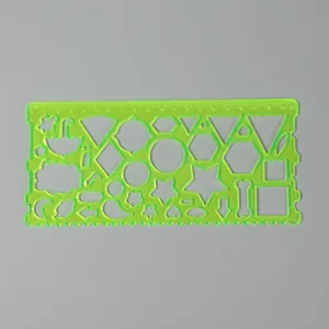 Multi-functional geometric drawing template ruler for students, fluorescent green.