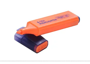 Close-up detail of STA orange highlighter tip, vibrant marker design for office and notes.
