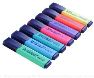 Colorful highlighter pen set of 7 pieces, slant tip design for office study and daily journaling.