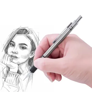 Detail shot of 0.7mm mechanical pencil with anti-slip grip during drafting use.