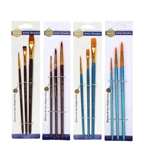 Artist paint brush set for watercolor acrylic oil painting, professional art craft tools 3pcs.