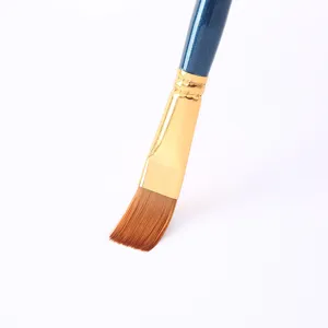 Nylon paint brush detail view, professional art supply product close-up presentation.