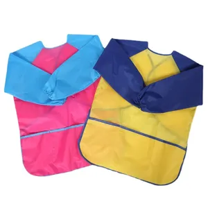 Kids Waterproof Painting Apron Long Sleeve Polyester Art Smock With Big Pockets For Children School Daily Drawing