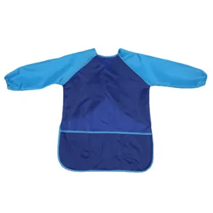 Kids waterproof long sleeve art smock painting apron with large pocket for school use.