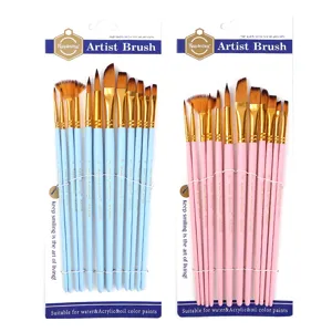 12pcs artist paint brush set nylon hair watercolor acrylic oil painting art supplies