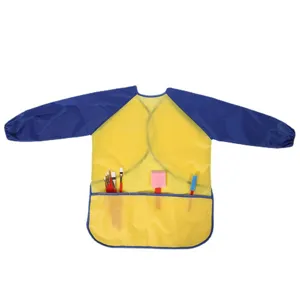 Kids Waterproof Art Apron Long Sleeve Painting Bib with Craft Pockets for Children