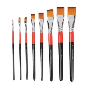 Professional flat paint brush set of 8 pieces, ideal for watercolor, acrylic and art painting.