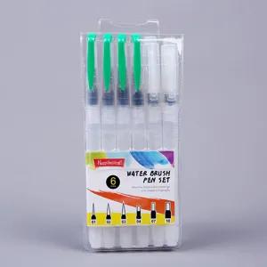 Set di 6 pennelli ad acqua ricaricabili in plastica per acquerello calligrafia pro