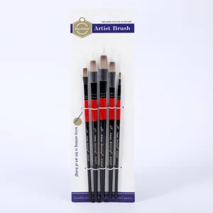 5-teiliges Pinsel Set mit Nylonborsten fuer Acryl Aquarell Oelmalerei Kuenstlerpinsel