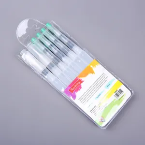 Set di 6 pennelli con serbatoio d'acqua in plastica trasparente per pittura ad acquerello.