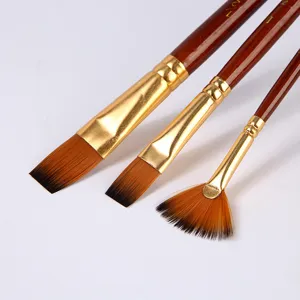 Professional nylon hair paintbrush set with wooden handle for watercolor painting details