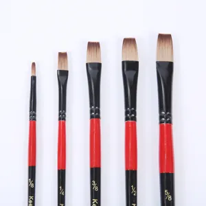 5-teiliges Pinselset mit Nylonborsten und schwarz-roten Griffen für Acryl- und Ölmalerei.