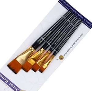 Ensemble de 4 pinceaux plats professionnels pour artistes, idéal pour la peinture acrylique