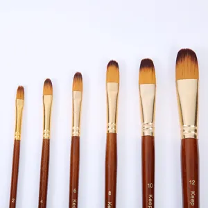 Juego de 6 pinceles de acuarela profesionales para pintura artística con mango de madera
