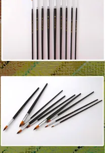 Nylon Pinsel Set, Detailaufnahme von neun Kunstpinseln fuer verschiedene Maltechniken.