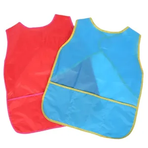 Blouse d'Art Imperméable pour Enfants Tablier de Peinture Sans Manches avec Poche Bavettes de Dessin en Polyester pour École